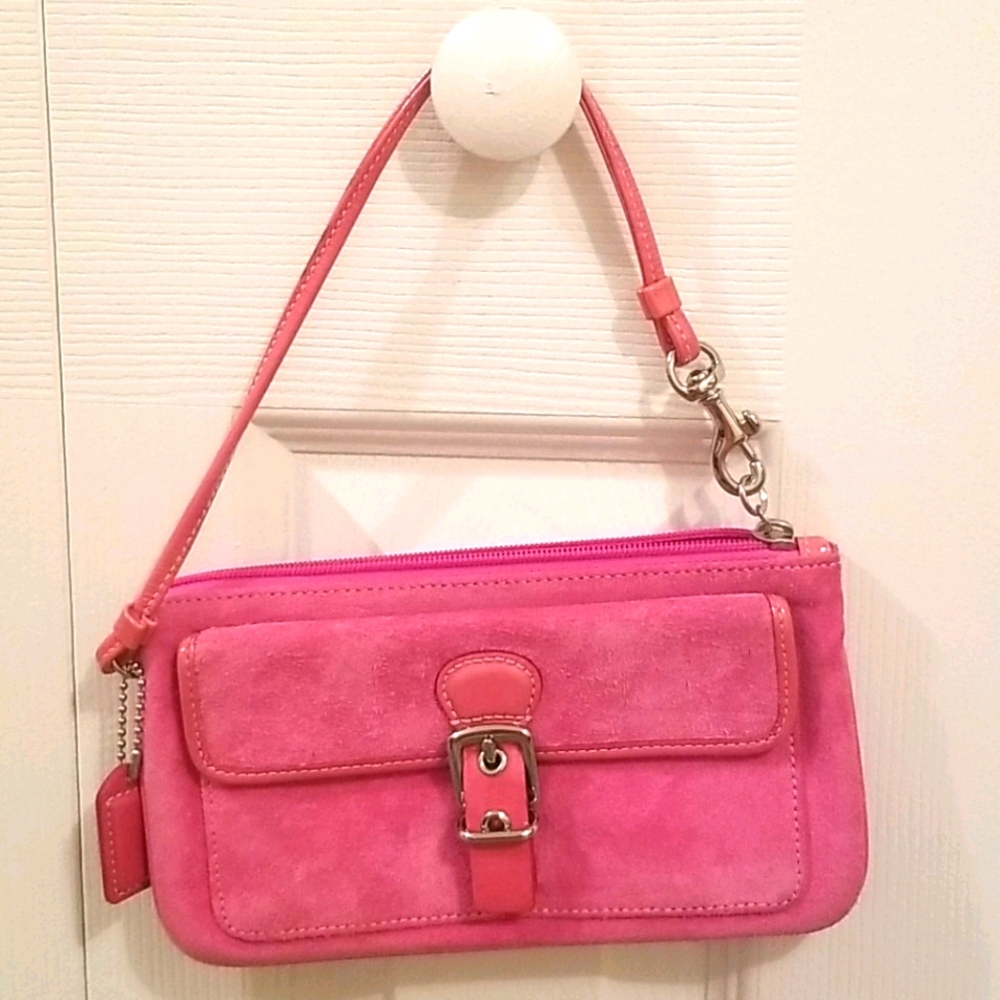 Coach pink suede wristlet
